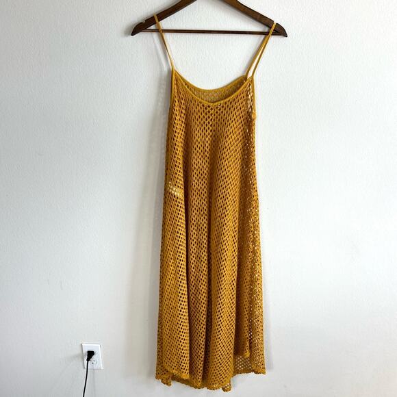 Zara mustard yellow crochet net midi coverup dress - Picture 10 of 12